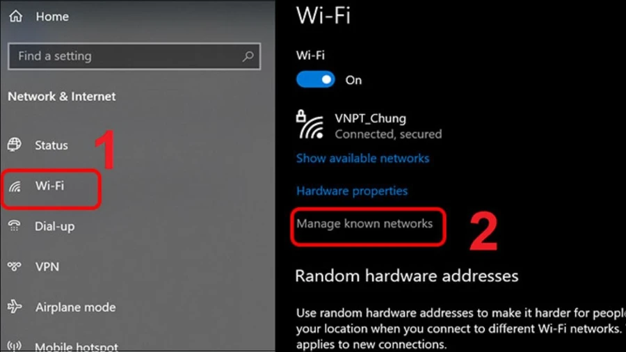 Quên mạng wifi cũ và kết nối lại wifi