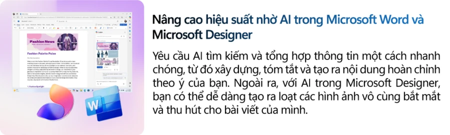 Copilot AI hỗ trợ Word, Excel, PowerPoint, Outlook hoàn thành tác vụ nhanh chóng