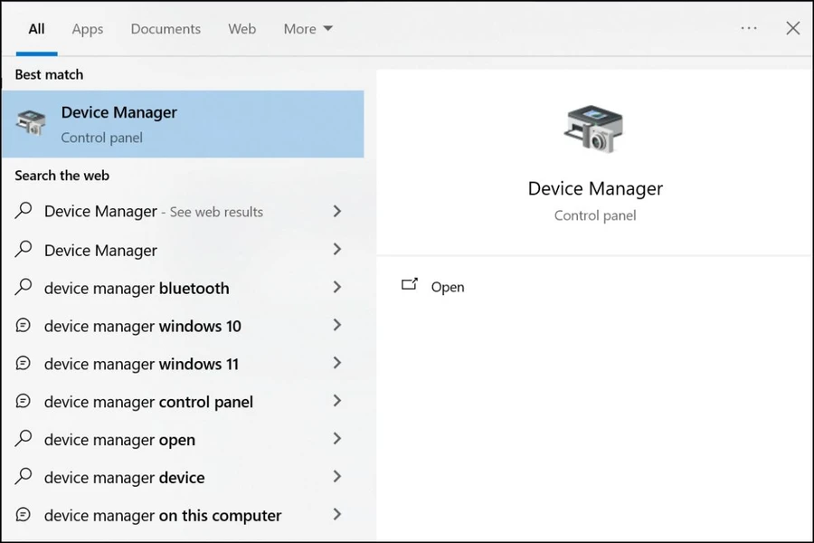 Tìm kiếm Device Manager ở phần tìm kiếm ở góc trái bên dưới màn hình
