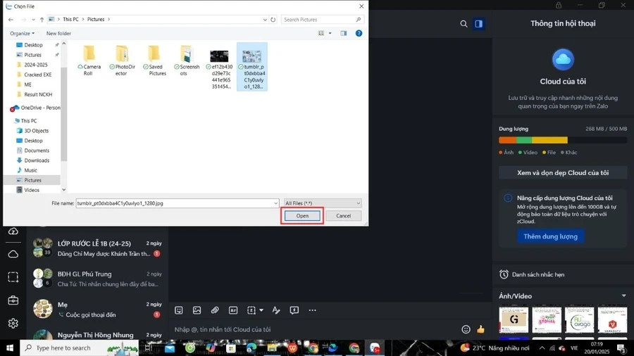 Chọn Chọn ảnh từ máy tính (Hoặc Chọn File), sau đó chọn ảnh bạn muốn chuyển từ máy tính và nhấp vào nút Open để gửi ảnh.