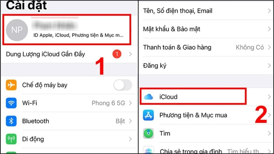 Chọn Ảnh (Photos) và bật Ảnh iCloud (iCloud Photos) để chia sẻ ảnh lên iCloud.