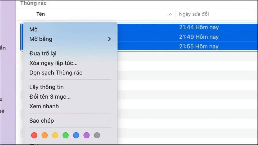 Dọn dẹp Thùng Rác để xóa vĩnh viễn các file và thư mục