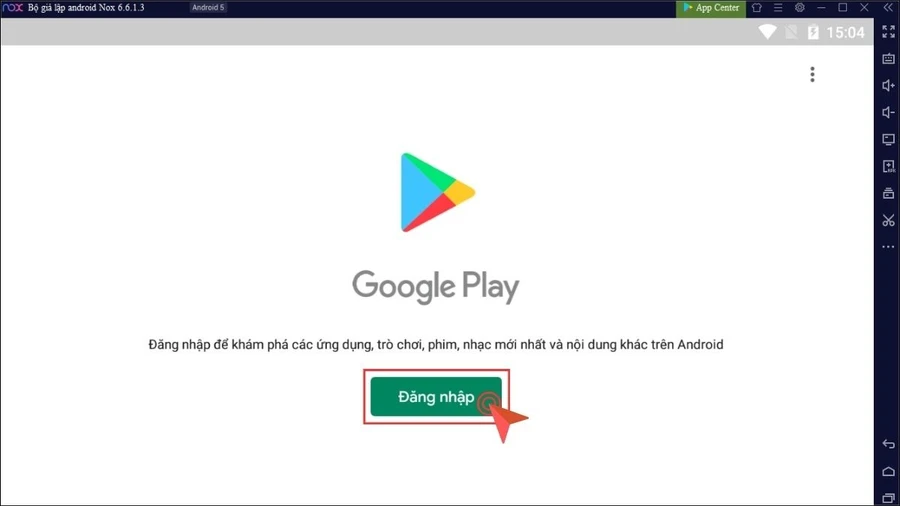 Khởi động NoxPlayer và đăng nhập bằng tài khoản Google của bạn để truy cập vào các dịch vụ của Google Play.