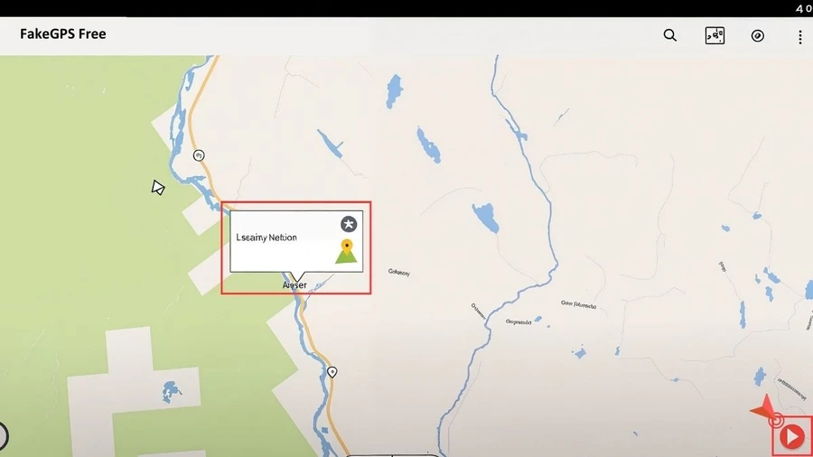 Mở ứng dụng Fake GPS, chọn vị trí bạn muốn di chuyển đến trên bản đồ và nhấn Start.