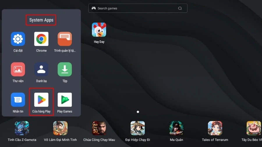 Mở Cửa hàng Play trong thư mục System Apps