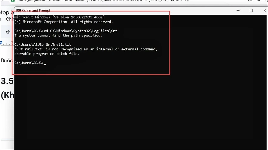 Mở Command Prompt và nhập lệnh