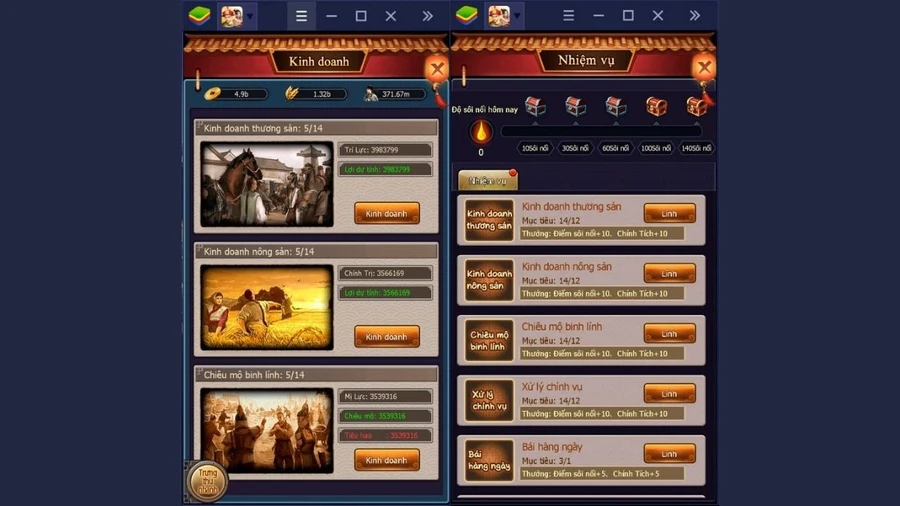 Sau khi vào game, bạn có thể tiến hành tạo nhân vật, chọn server, làm nhiệm vụ và chính thức bước chân vào con đường chinh phục quyền lực