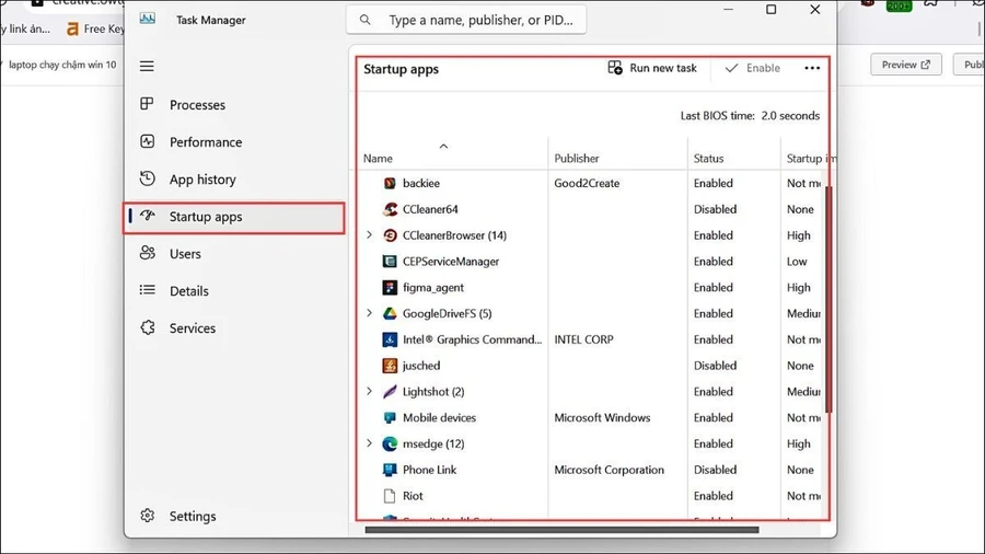 Tắt các chương trình khởi động cùng Windows
