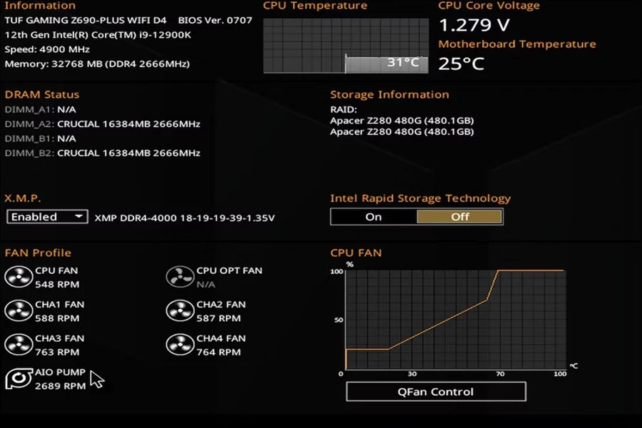 Bạn có thể truy cập BIOS khi khởi động máy và kiểm tra thông tin về quạt laptop