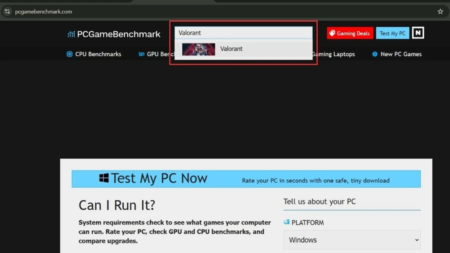 Truy cập trang web What Can I Run từ PCGame Benchmark, sau đó tìm game bạn muốn kiểm tra.