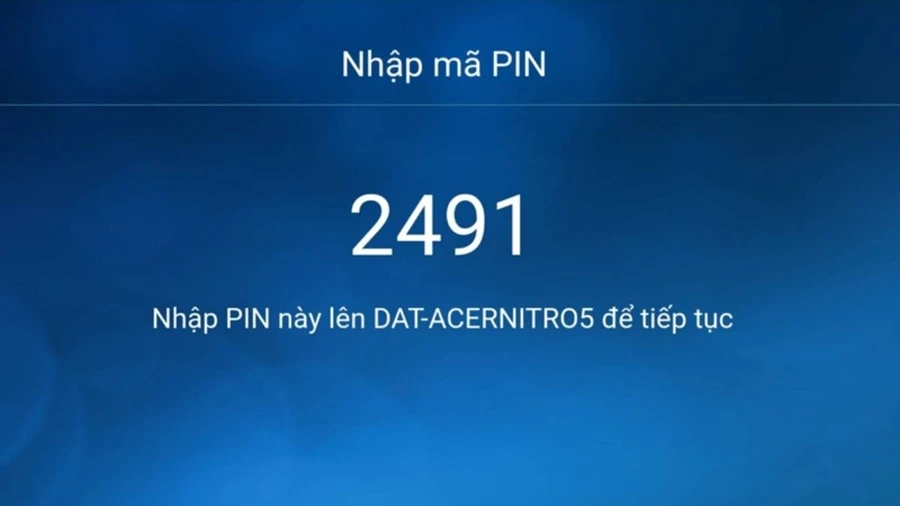 Nhập mã PIN để xác thực kết nối