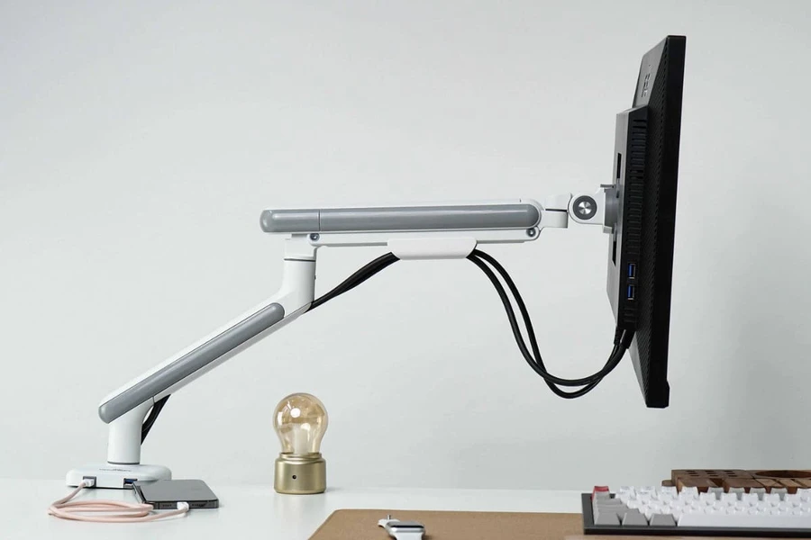 Arm màn hình xám đen sang trọng, hiện đại, xoay gập linh hoạt ba trục