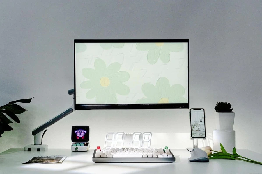 Arm màn hình xám đen sang trọng, hiện đại, ba trục xoay gập linh hoạt