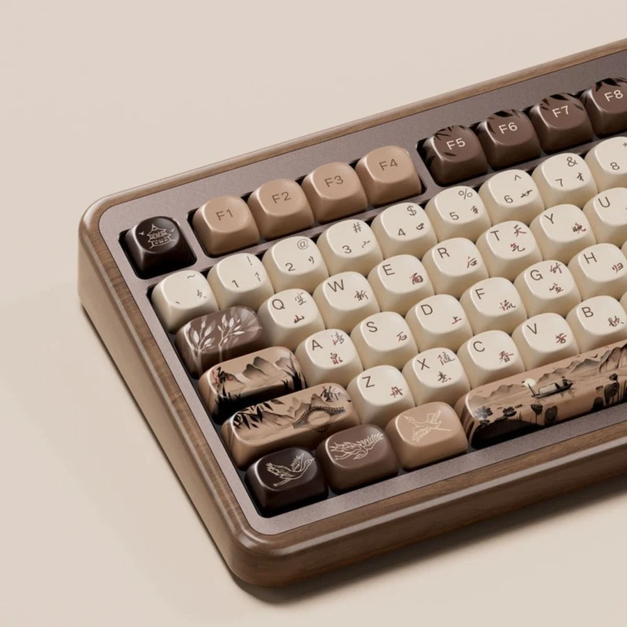 Bàn phím với keycaps PBT profile MOA, bền bỉ, chống mài mòn, thoải mái khi gõ