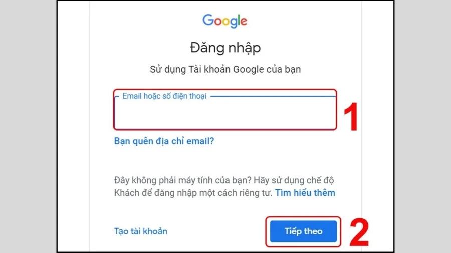 Truy cập Google Account và đăng nhập