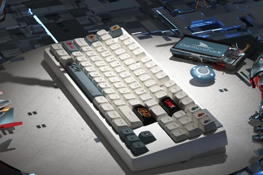 Bàn phím cơ K6 Trio Mode layout 87% với vỏ dưới và tấm định vị cố định chắc chắn.