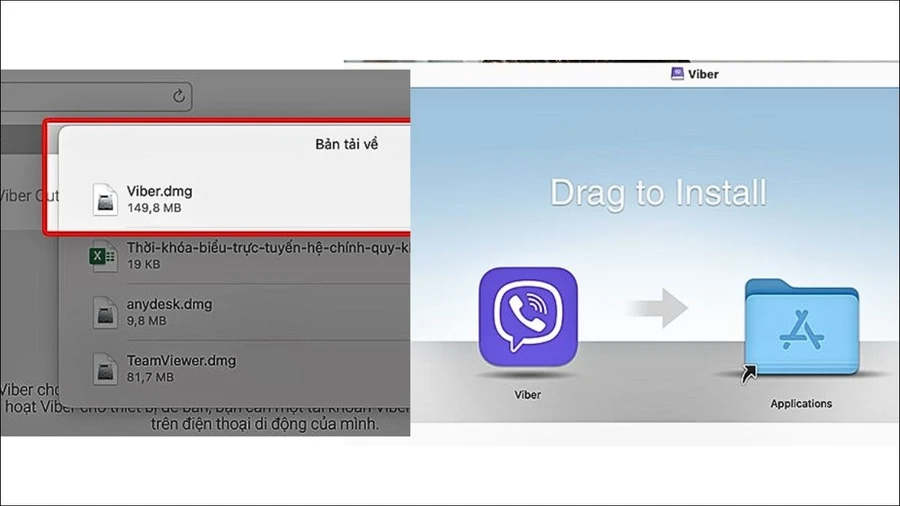 Kéo biểu tượng Viber.app vào thư mục Applications
