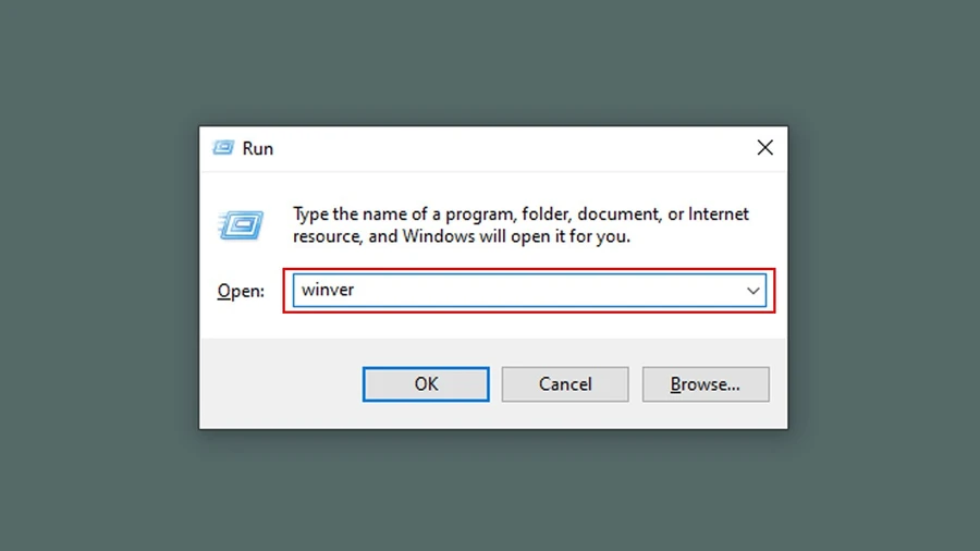 Gõ winver vào ô Open