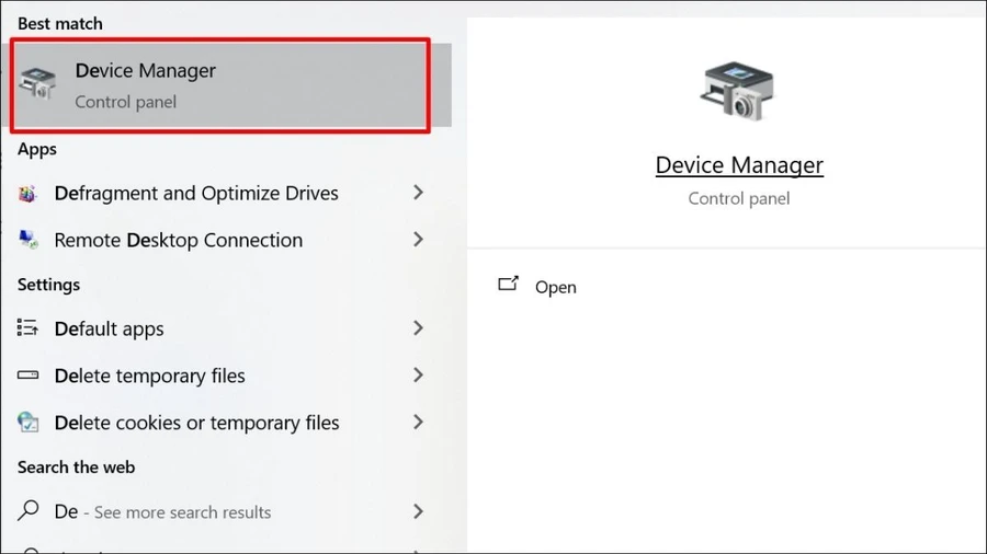 Mở Device Manager