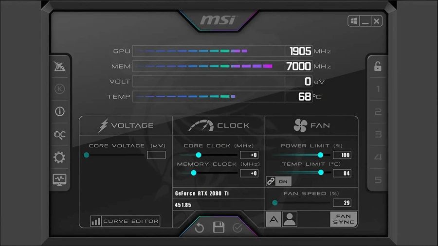 MSI Afterburner là phần mềm miễn phí, chủ yếu dùng để điều khiển card đồ họa (overclocking - ép xung)