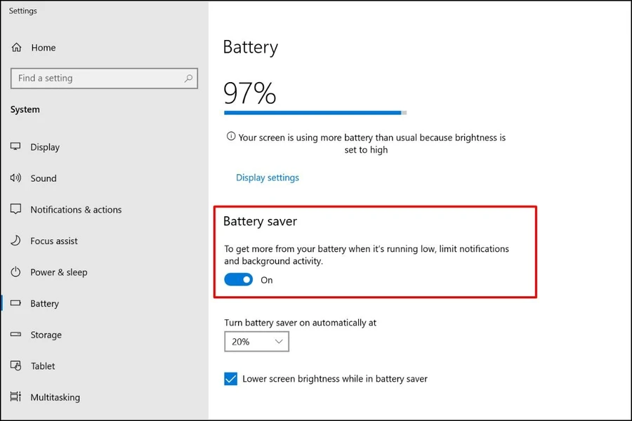 Bật chế độ Battery Saver trên Windows để sử dụng chế độ tiết kiệm pin cho laptop