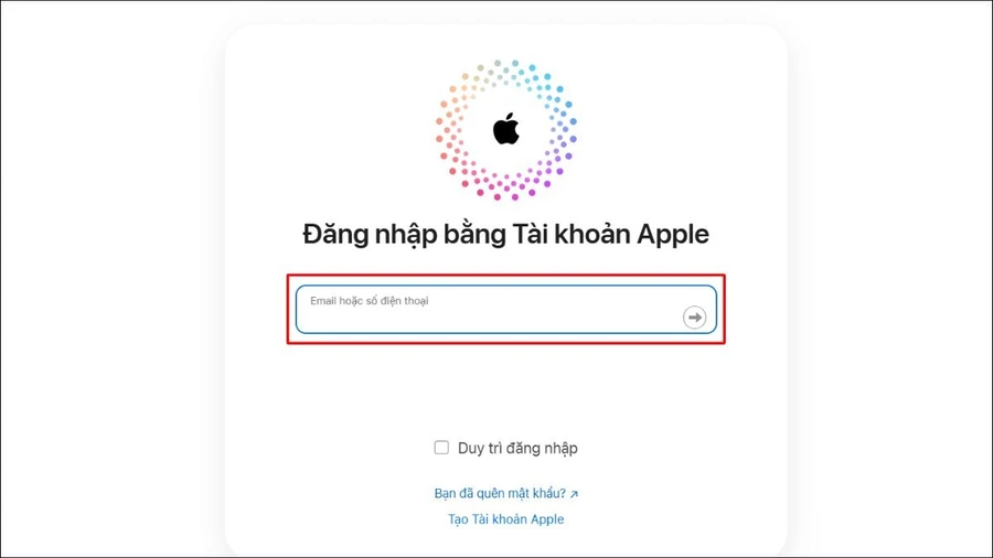 Đăng nhập vào tài khoản iCloud của mình trên laptop của mình.