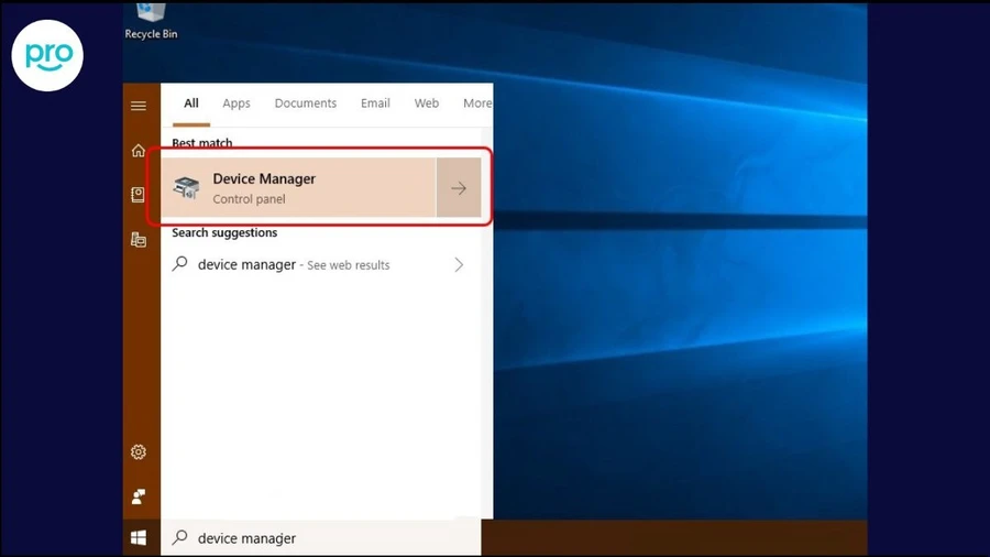 nhấn phím Windows, gõ Device Manager vào ô tìm kiếm và chọn kết quả tương ứng