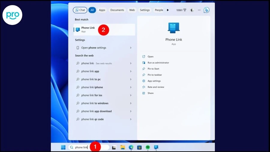 Bước 1: Tìm kiếm và mở ứng dụng Phone Link