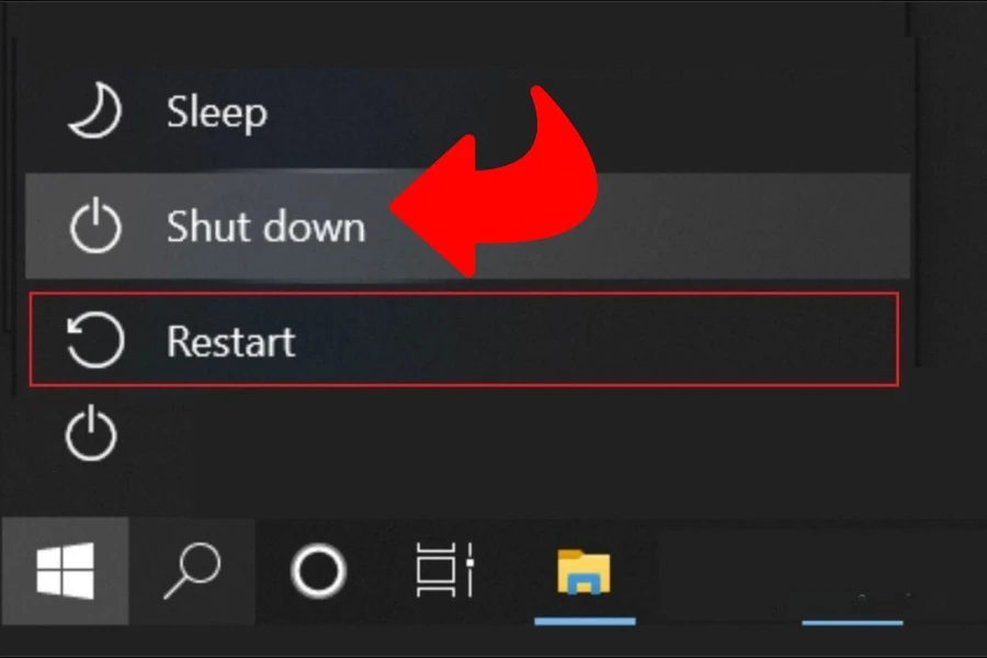 Nhấp vào nút Shut down