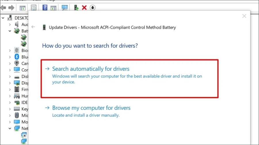 Chọn Search automatically for drivers