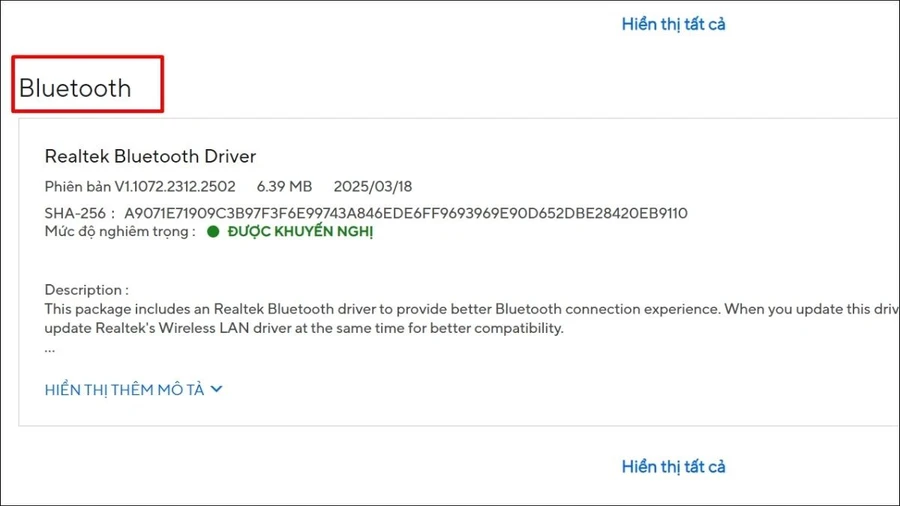 Tải xuống driver Bluetooth mới nhất