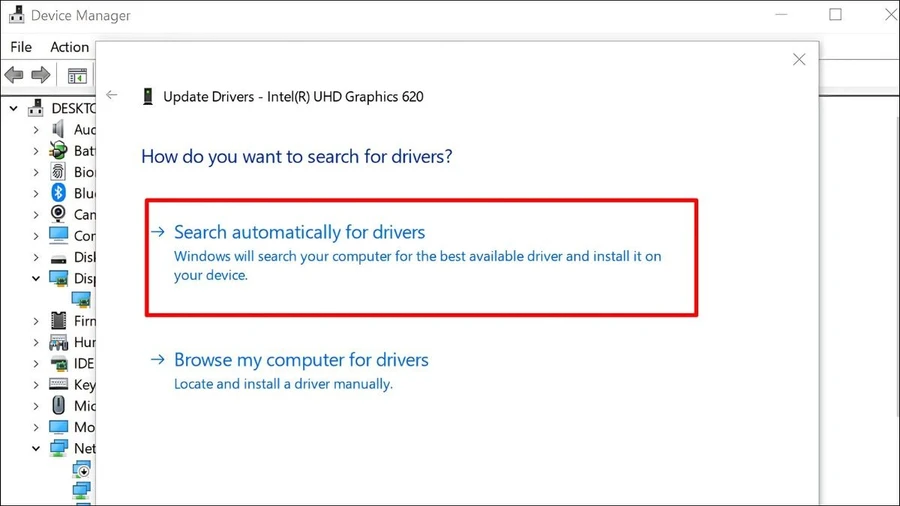Chọn Search automatically for drivers