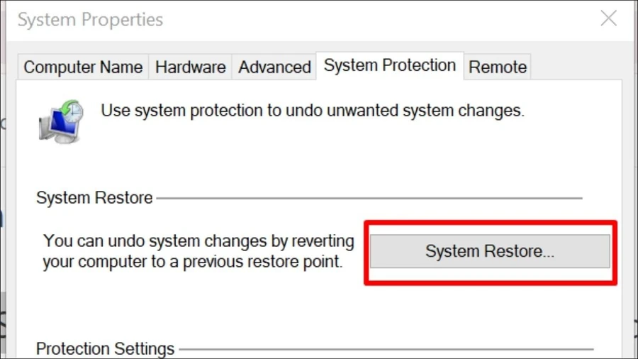 Chọn System Restore