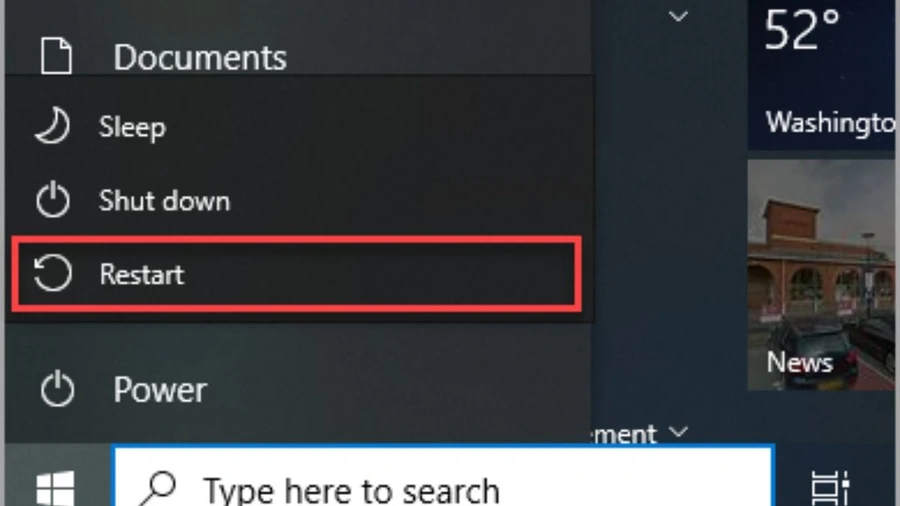 Bạn khởi động lại laptop bằng nút Restart