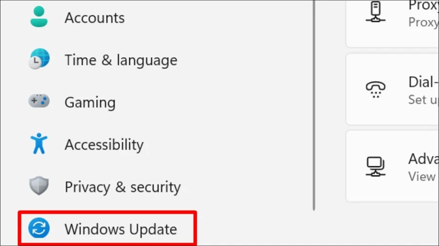 Vào Windows Update