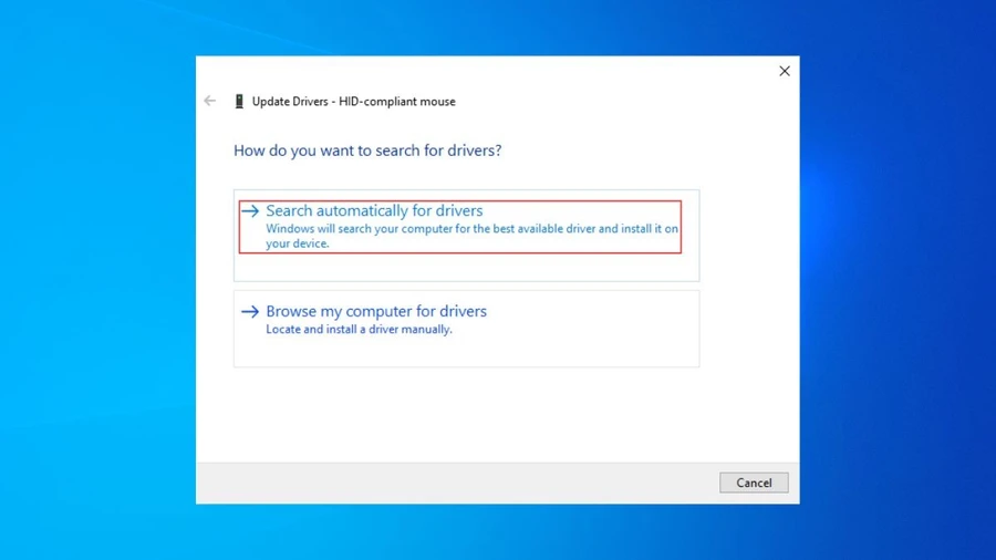 Bạn chọn vào Search automatically for drivers để Windows tìm kiếm driver mới nhất