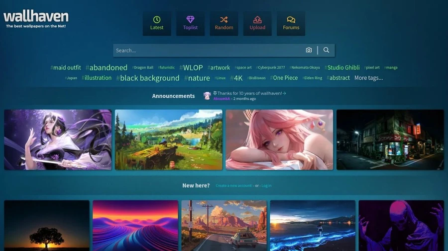 Wallhaven là một website tải hình nền anime phổ biến với bộ lọc tìm kiếm mạnh mẽ.