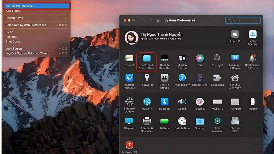 Chọn Desktop & Screen Saver
