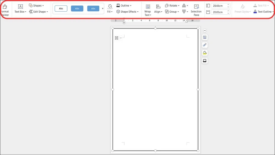 Tại tab Format, bạn có thể thay đổi màu sắc, kiểu dáng, độ dày của đường viền, v.v.