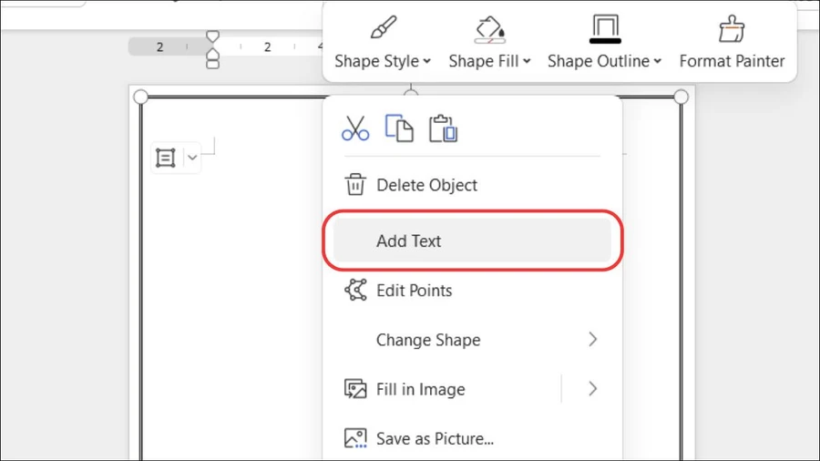 Click chuột phải vào khung và chọn Add Text.