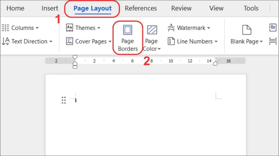 Trong tab Design hay tab Page Layout, bạn chọn Page Borders.