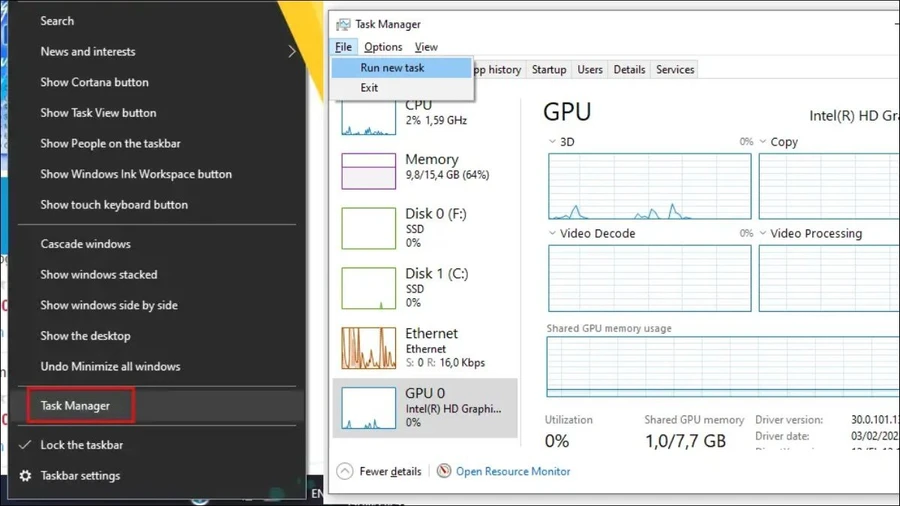 Chọn Task Manager