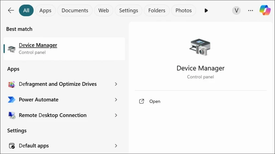 Chọn Device Manager từ kết quả hiển thị