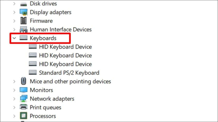 Tìm và nhấn vào mục Keyboards