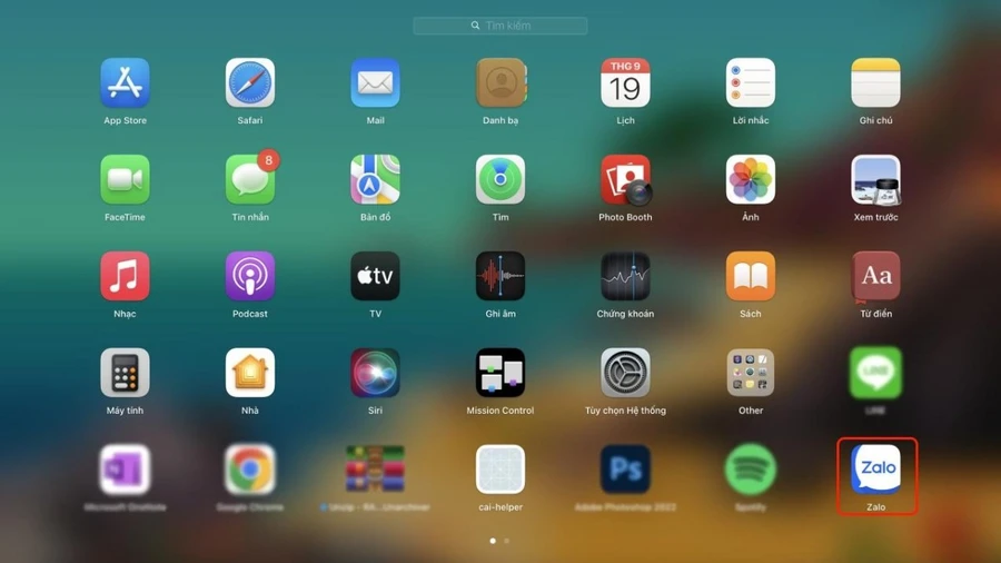 Khởi động Zalo từ thư mục Applications