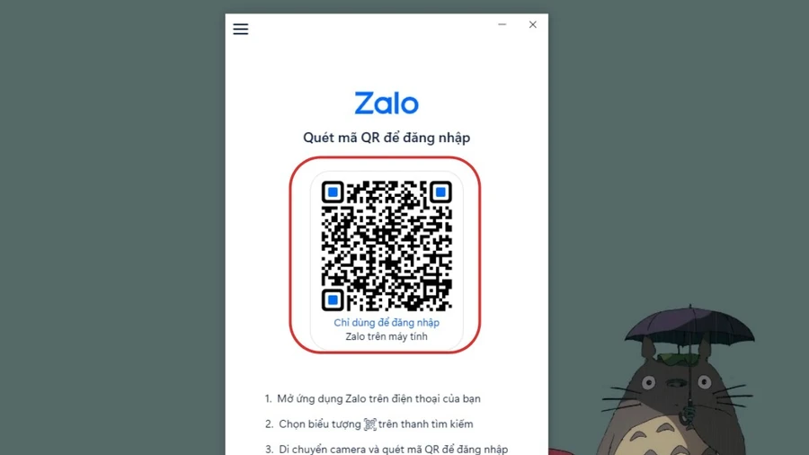 Chọn đăng nhập bằng mã QR
