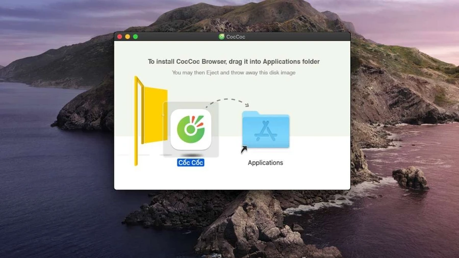 Kéo biểu tượng Cốc Cốc vào thư mục Applications