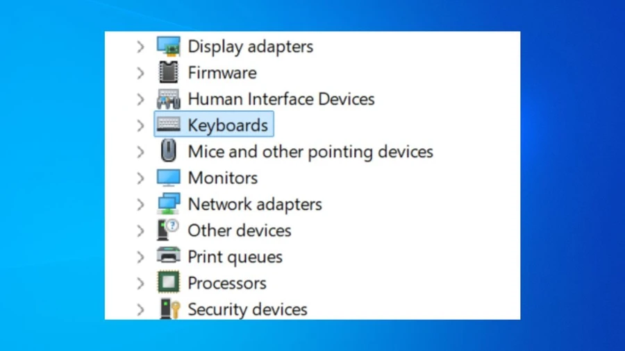 Bạn mở rộng mục Keyboards