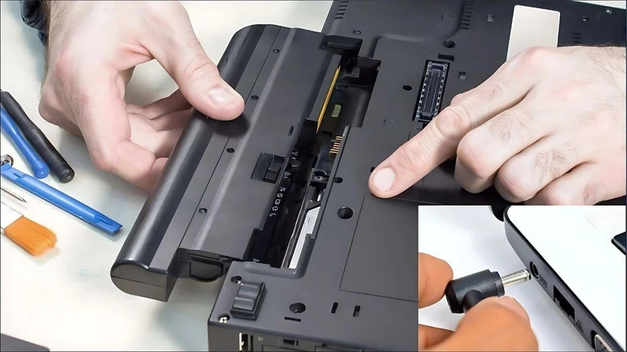 Lắp lại pin và cắm lại bộ sạc
