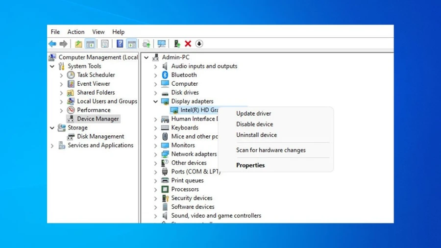 Bạn nhấn chuột phải vào tên card đồ họa và chọn Uninstall device